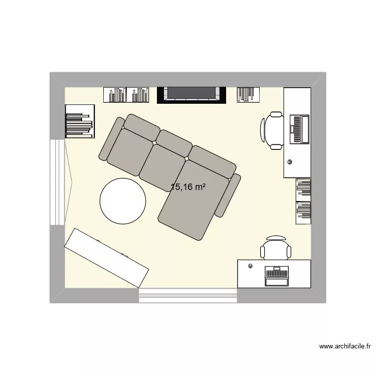 petit salon. Plan de 1 Pièce et 15 m² petit salon. Plan de 1 Pièce et 15 m²