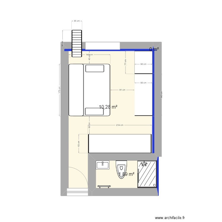 13m² invest - sde test. Plan de 4 pièces et 12 m2