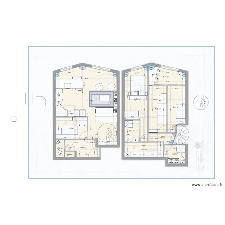 tour Italie 01. Plan de 13 pièces et 90 m2