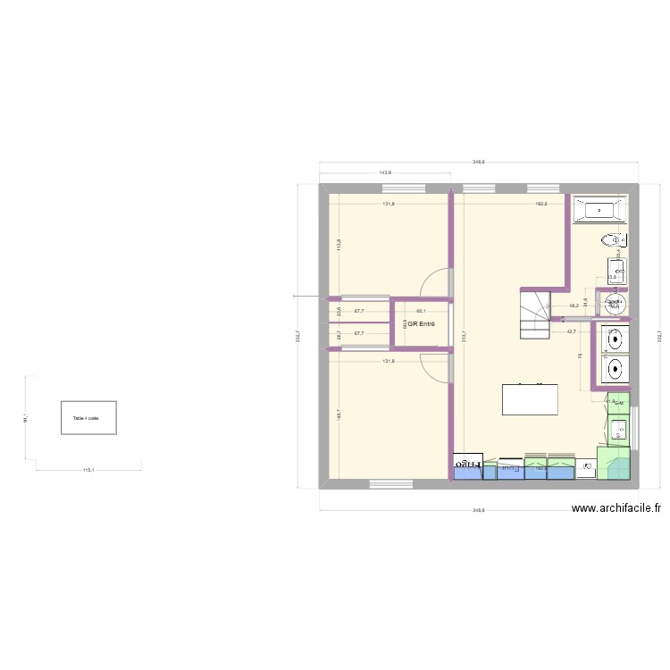 Appartement-4. Plan de 7 pièces et 64 m2
