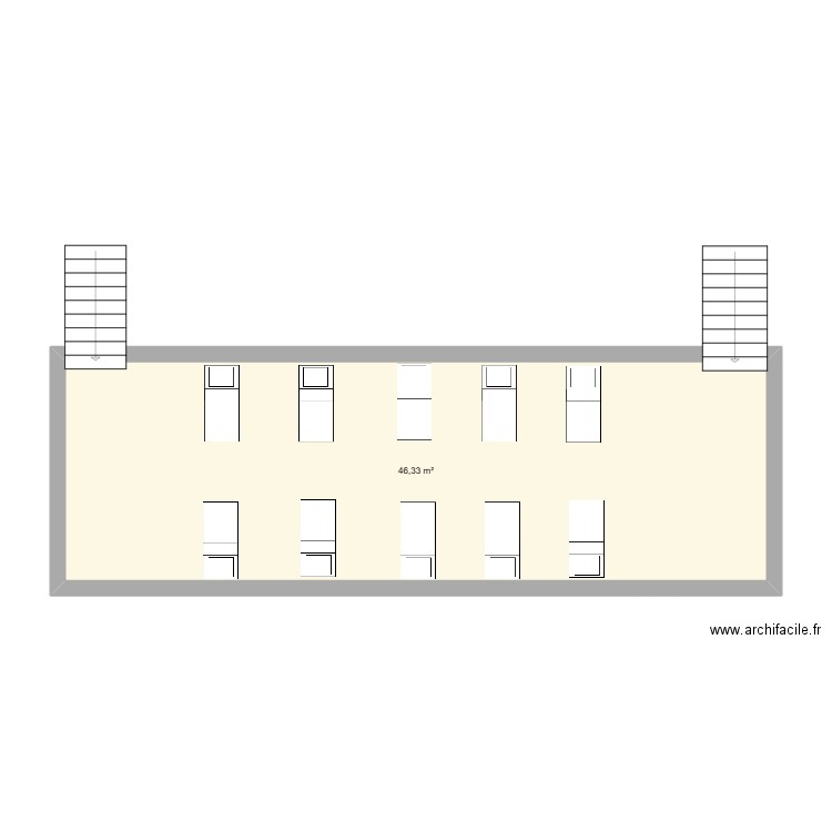 classe de stagj. Plan de 1 pièce et 46 m2