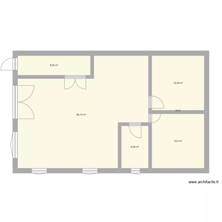 Salle avant travaux. Plan de 6 et 86 m² Salle avant travaux. Plan de 6 et 86 m²