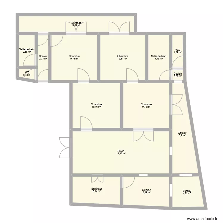 PLAND EXISTANT. Plan de 16  et 104 m²