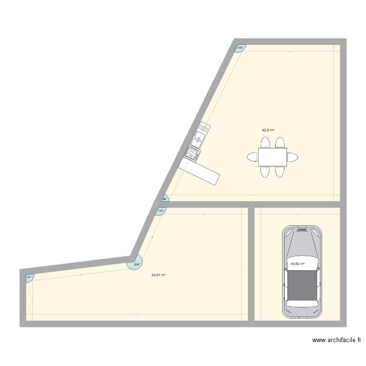 pouzolles sylvain. Plan de 3 pièces et 97 m2
