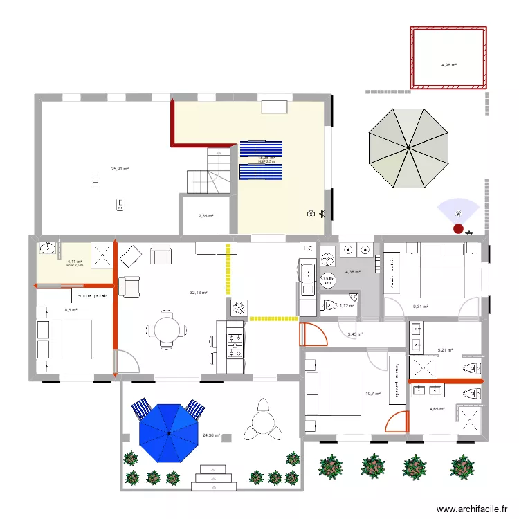 Allemagne r&eacute;novation 3. Plan de 15 pièces et 159 m²