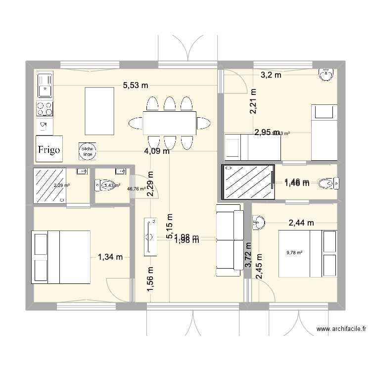 CARNON 2. Plan de 5 pièces et 77 m2