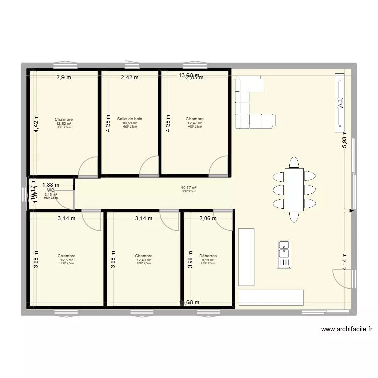 stevens et sandrine 2. Plan de 8  et 211 m²