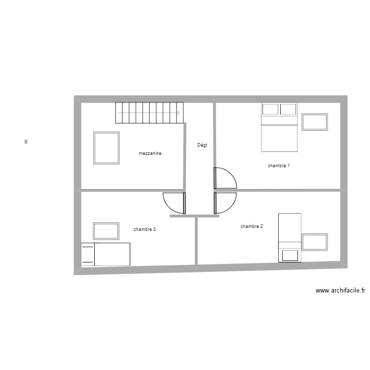 T4 4 CALAIS étage. Plan de 4 pièces et 61 m2