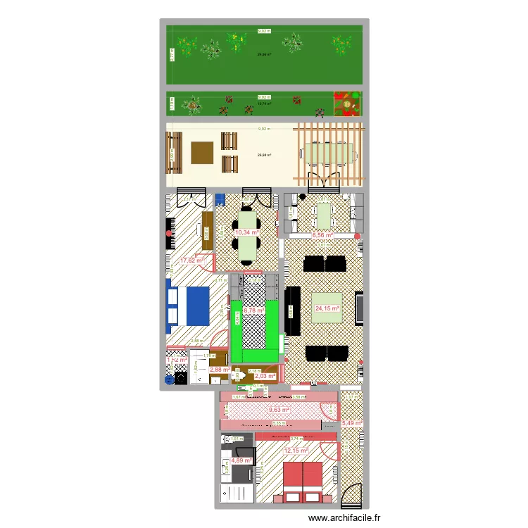 131 POMPE 21. Plan de 15  et 169 m²