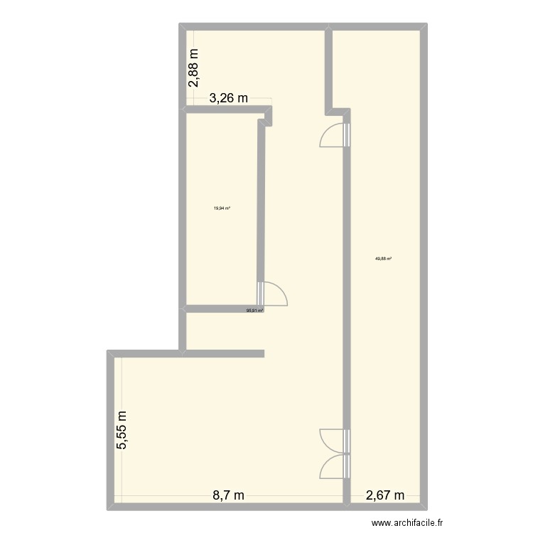 chez moi. Plan de 3 pièces et 166 m2