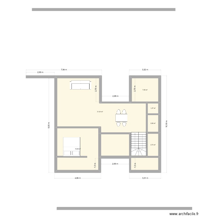 ba12. Plan de 7 pièces et 90 m2