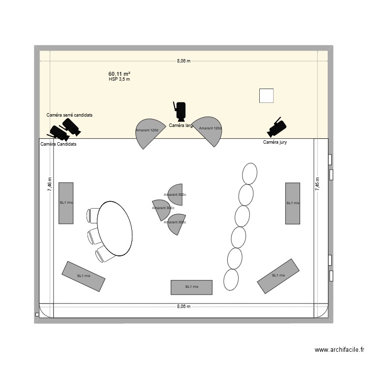 CYCLORAMA LINA. Plan de 1 pièce et 60 m2