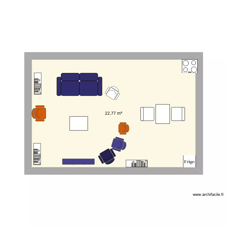 CANAPE. Plan de 1  et 23 m²