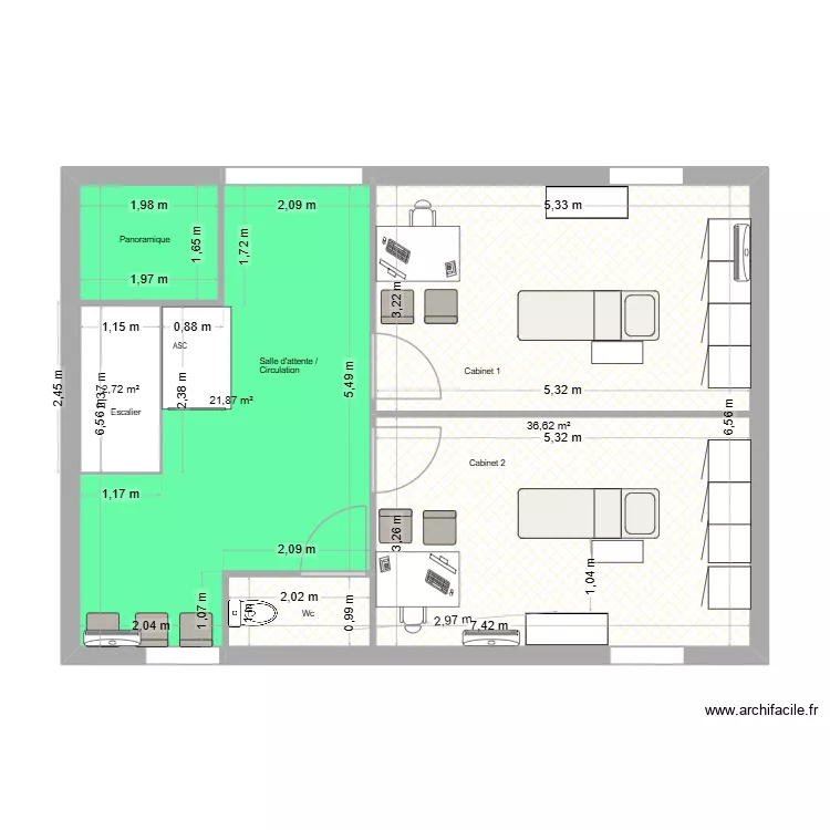 R+1 Projet Djé. Plan de 3 Pièces et 61 m² R+1 Projet Djé. Plan de 3 Pièces et 61 m²