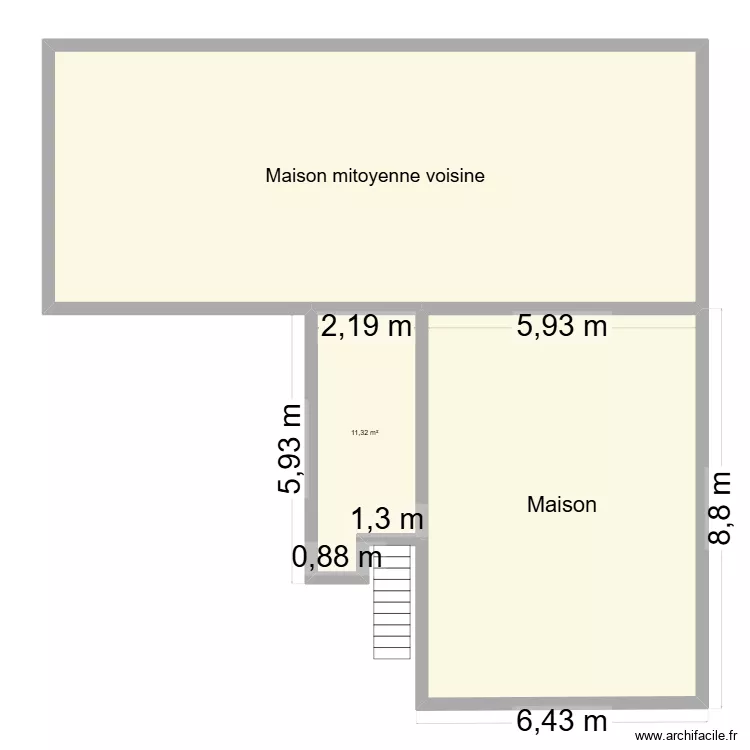 Plan de masse 3D - Apr&egrave;s terrasse. Plan de 3  et 140 m²