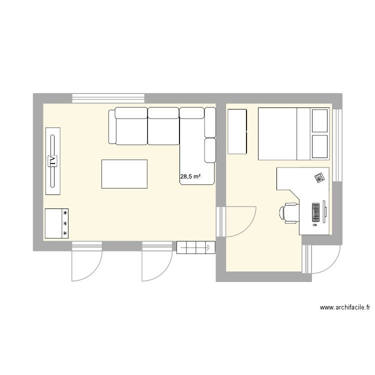 sous sol. Plan de 1 pièce et 29 m2