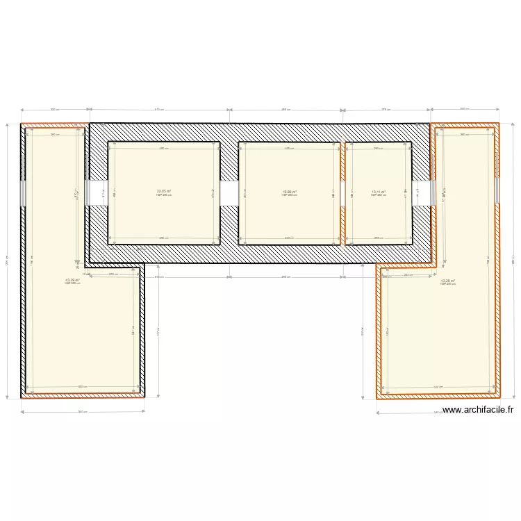 essai 1. Plan de 5  et 142 m²