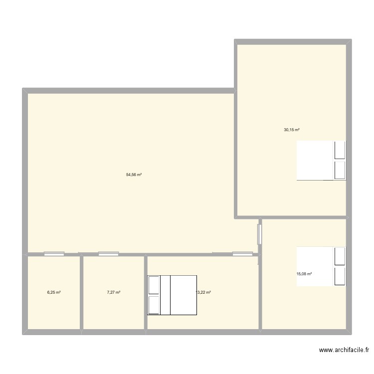 BRASIL 2. Plan de 6 pièces et 127 m2