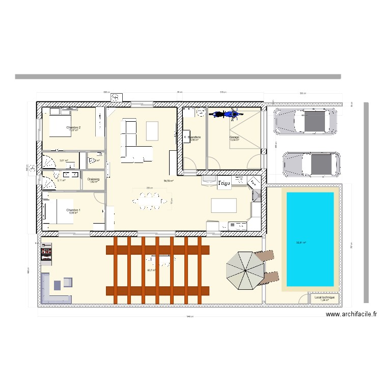 Maison 80m² rectangle. Plan de 12 pièces et 199 m2