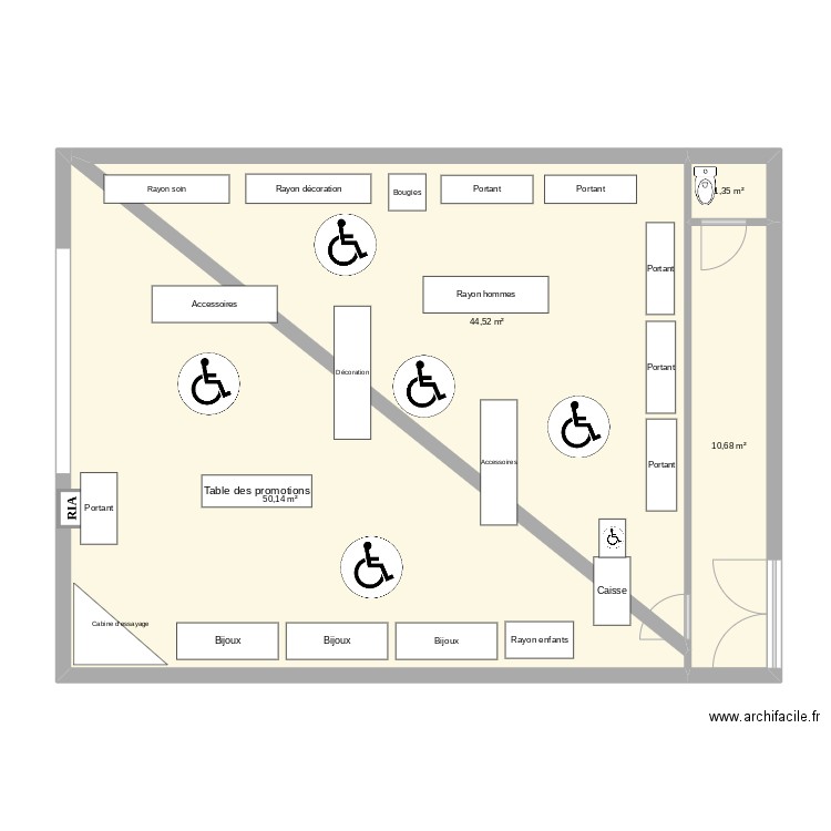 Inspire concept store. Plan de 4 pièces et 107 m2