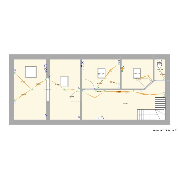 PAYSAN ETAGE. Plan de 5 pièces et 66 m2