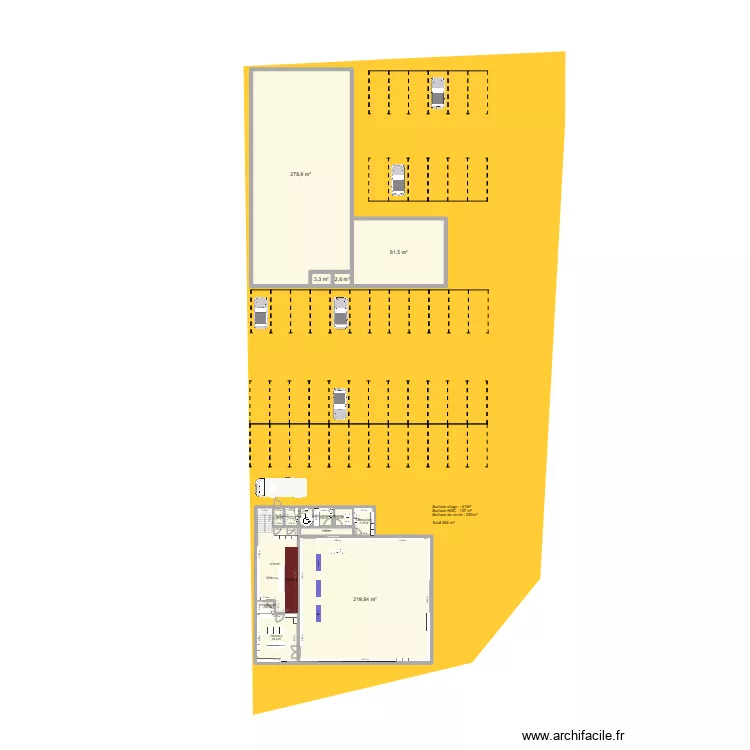 projet pharmacie BIS 3. Plan de 18  et 735 m²