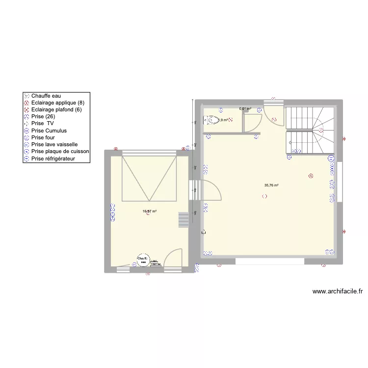 jojo. Plan de 5  et 95 m²