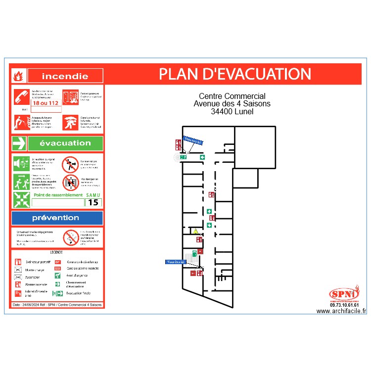 Intermarché évac étage 1. Plan de 2 pièces et 116 m2
