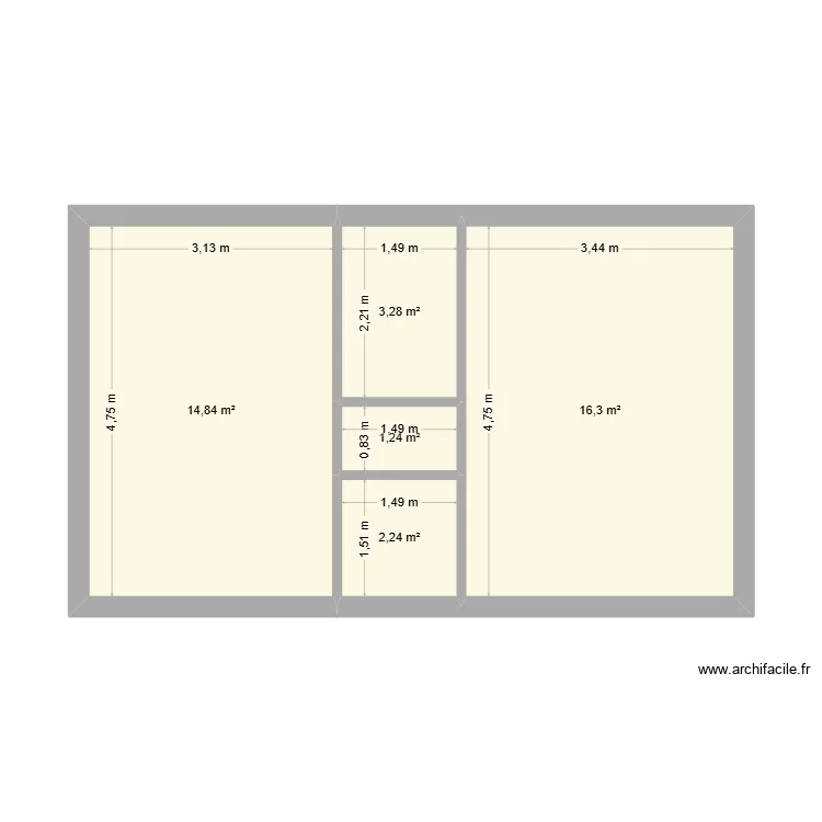 2e etage droite. Plan de 