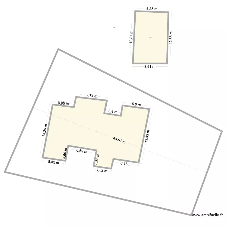 CADASTRE TERRAIN AVANT. Plan de 2 pièces et 381 m²