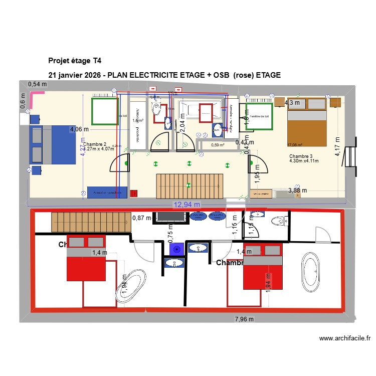 PLAN plomberie ETAGE 26 JANVIER 2026. Plan de 0 pièce et 0 m2