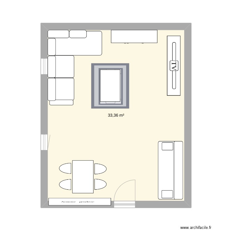 salon maman. Plan de 1 pièce et 33 m2