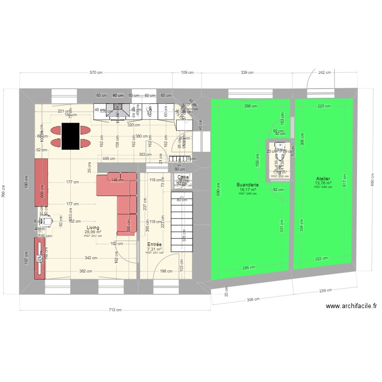 Lincent Complet sans mur cuisine Version Marine à modifier. Plan de 0 pièce et 0 m2