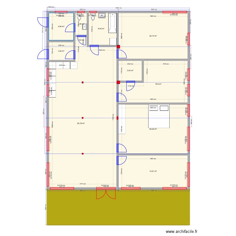180 Обычка. Plan de 11 pièces et 199 m2