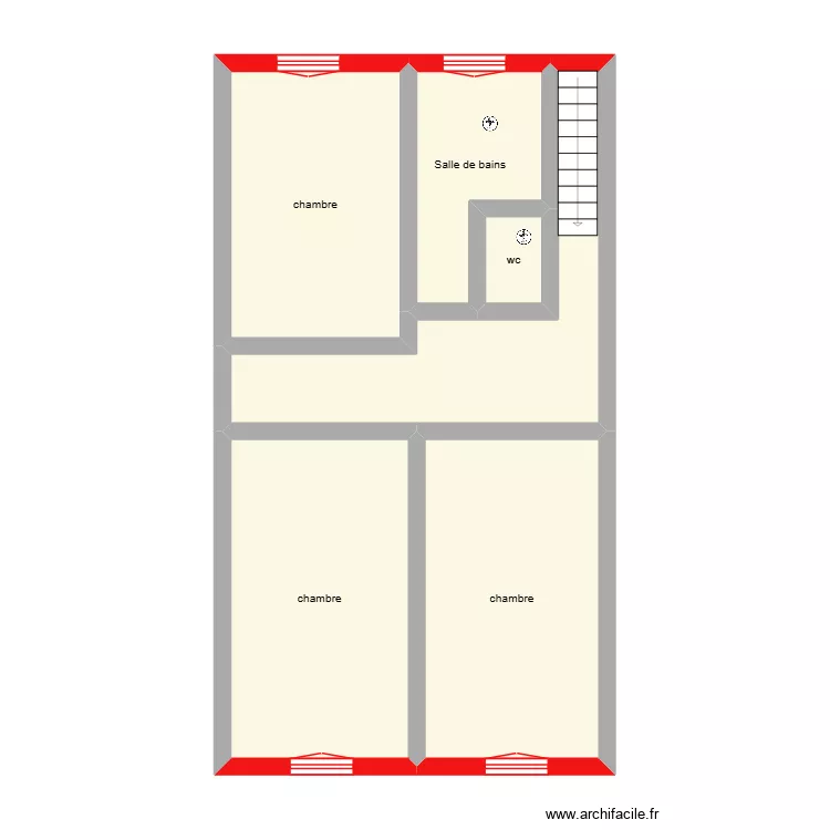 lacaud N+1 &eacute;tape1/2. Plan de 6  et 57 m²
