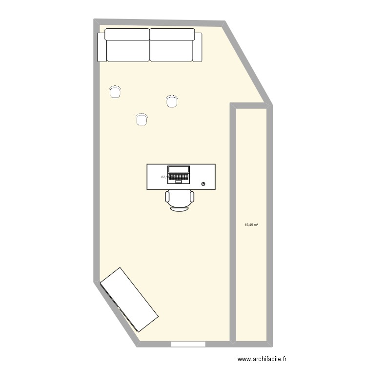 bureau1. Plan de 2 pièces et 103 m2