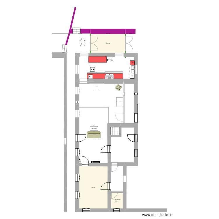 terrasse2. Plan de 6 pièces et 38 m2