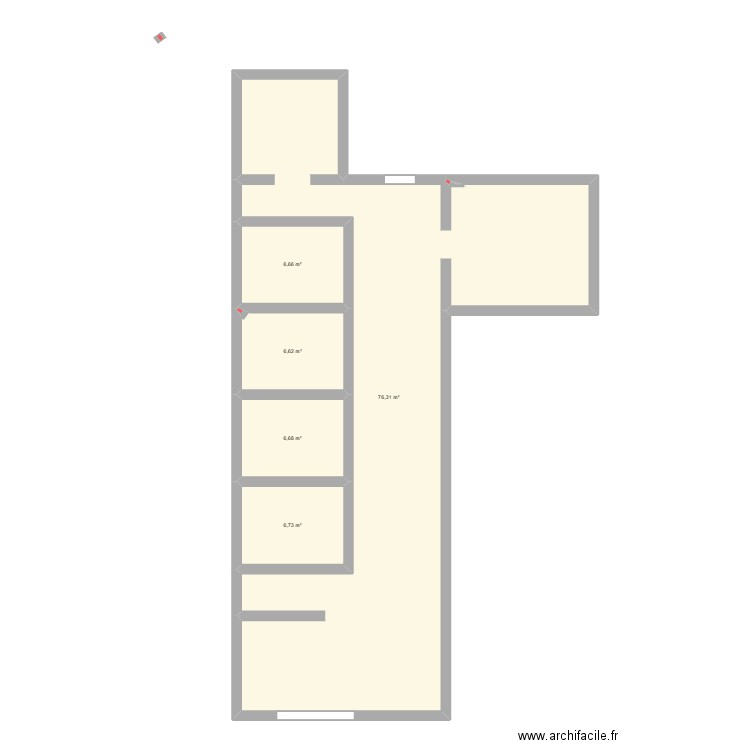 plan de magasin. Plan de 5 pièces et 103 m2