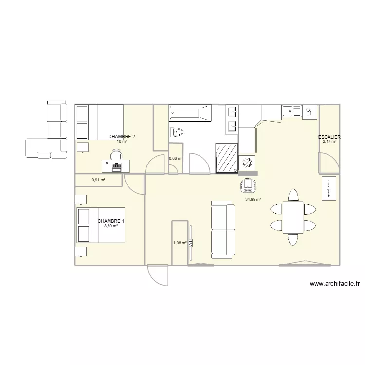 PROJET N&deg;1. Plan de 7  et 59 m²