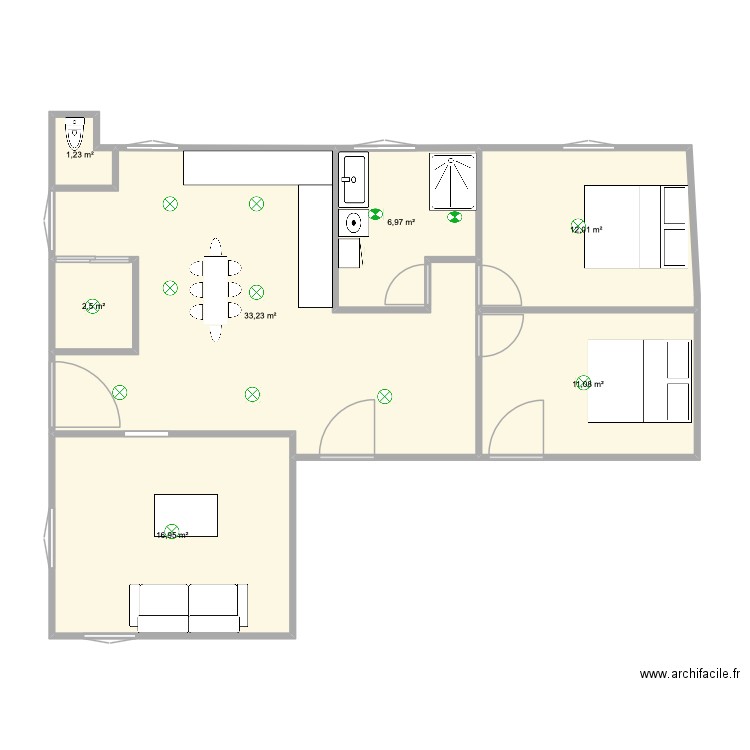LOCATIF ETAGE PONTAUBERT. Plan de 7 pièces et 84 m2