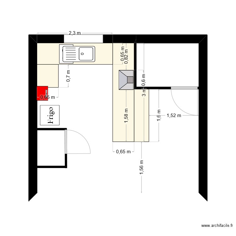 CUISINE. Plan de 1 pièce et 22 m2