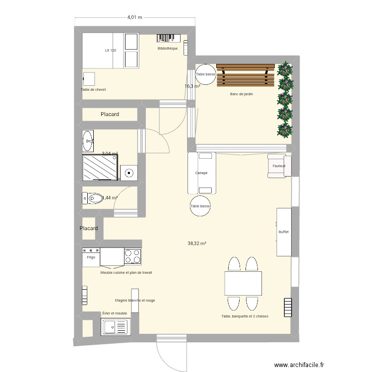 Florise. Plan de 6 pièces et 60 m2