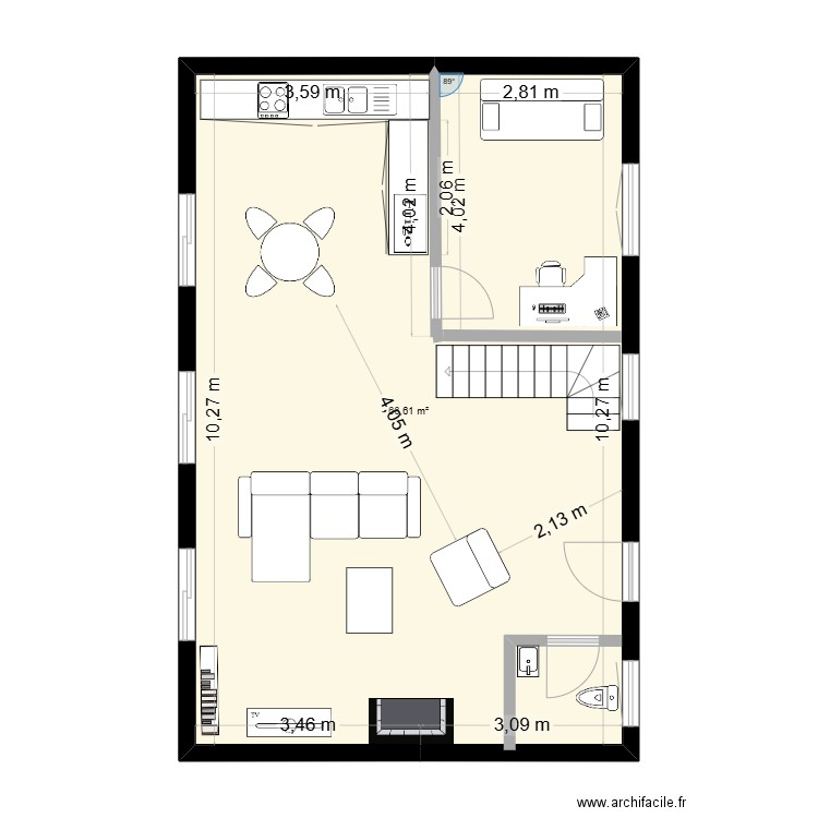 Maison perso RC. Plan de 1 pièce et 67 m2
