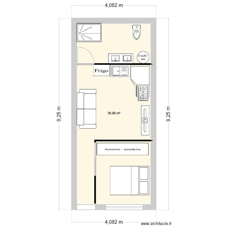 plan local yohan. Plan de 1 pièce et 31 m2