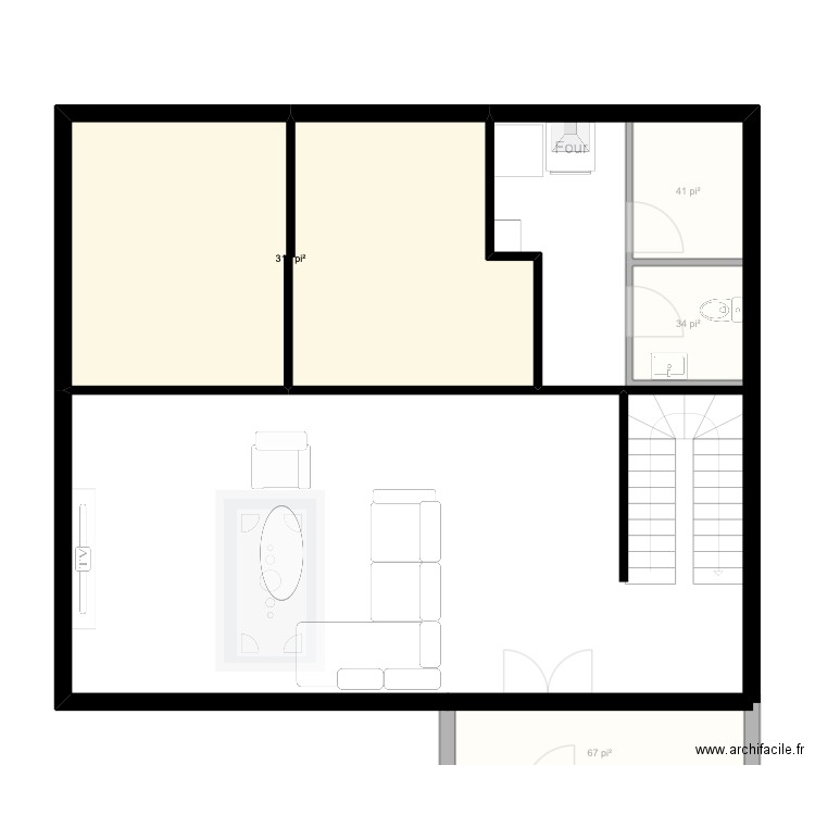 maison1. Plan de 4 pièces et 42 m2