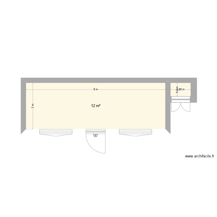 Plan dependance new version. Plan de 2 pièces et 13 m2
