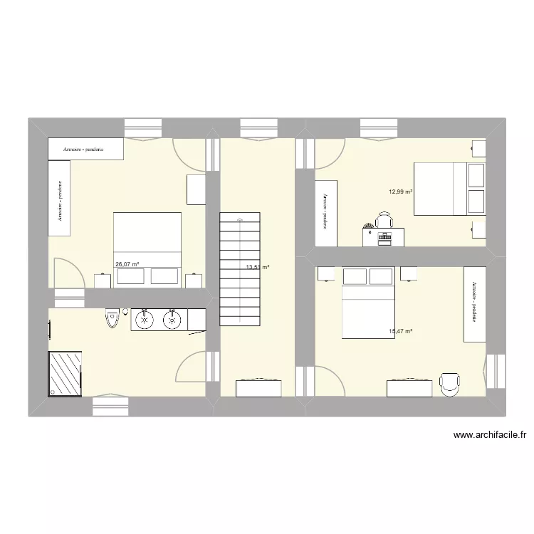 Maison haut. Plan de 4  et 68 m²