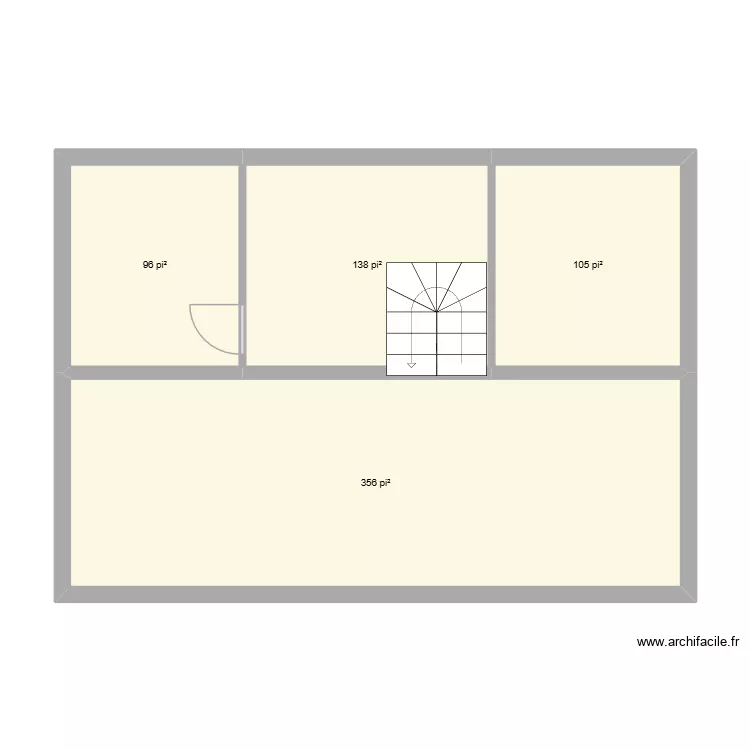 Monopente 24x34. Plan de 4  et 65 m²