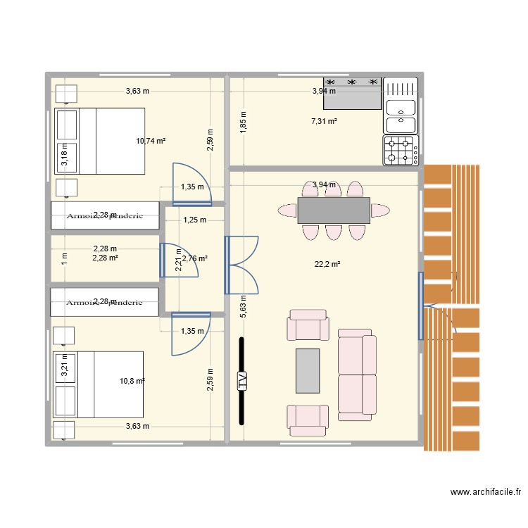 gilles. Plan de 6 pièces et 56 m2