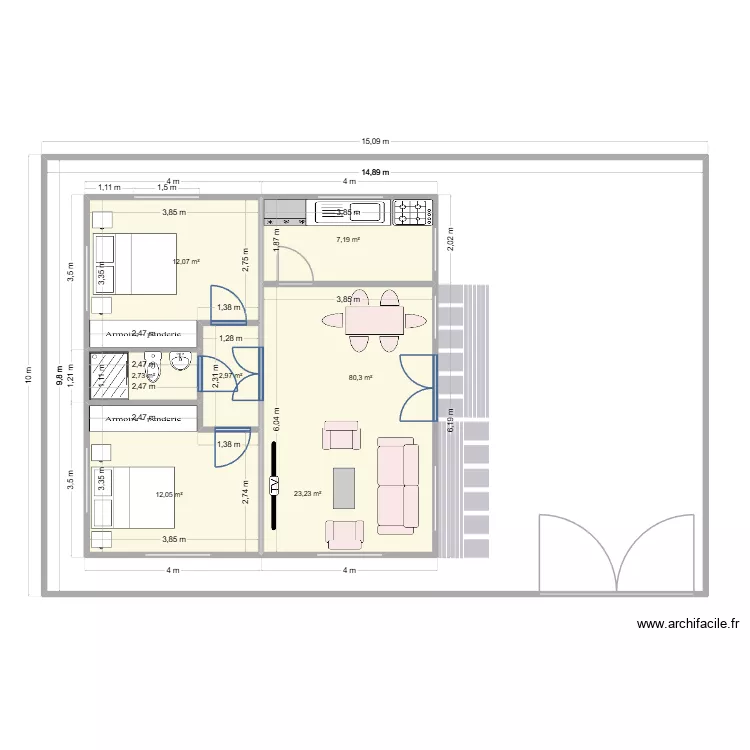 gilles. Plan de 7  et 206 m²
